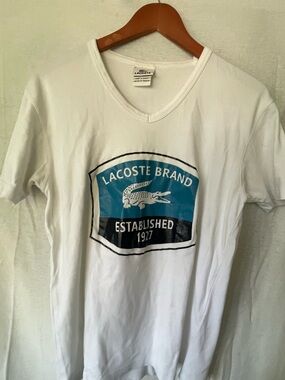 Lacoste tee v neck made in France medium preowned